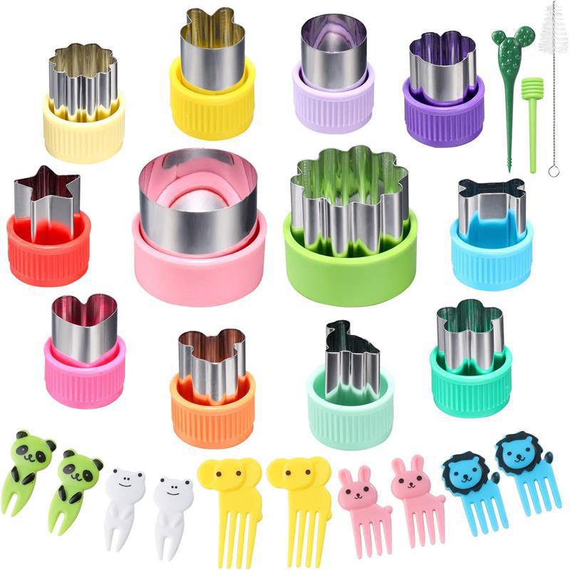 Mini cortadores de frutas y verduras de animales, juego de formas para niños, DIY, bonito cortador de galletas, comida, pan, fabricante de sellos, molde: Verde claro
