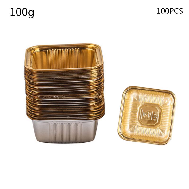 Bandejas de pastel de Luna cuadradas, 100 Uds., 50/63-80/100g, paquete de caja de pastel de Luna, contenedor, soporte para Festival de mediados de otoño: E