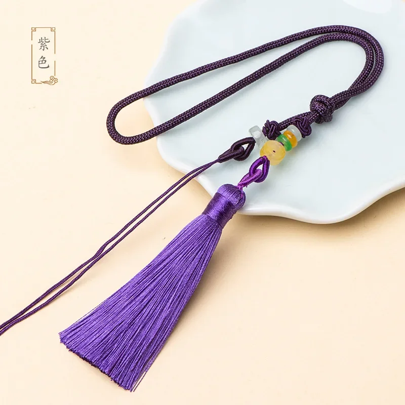 Hermosas borlas, flecos de hilo de poliéster, colgantes decorativos, adornos artesanales, llavero DIY, accesorios de cortina: Mármol Blanco
