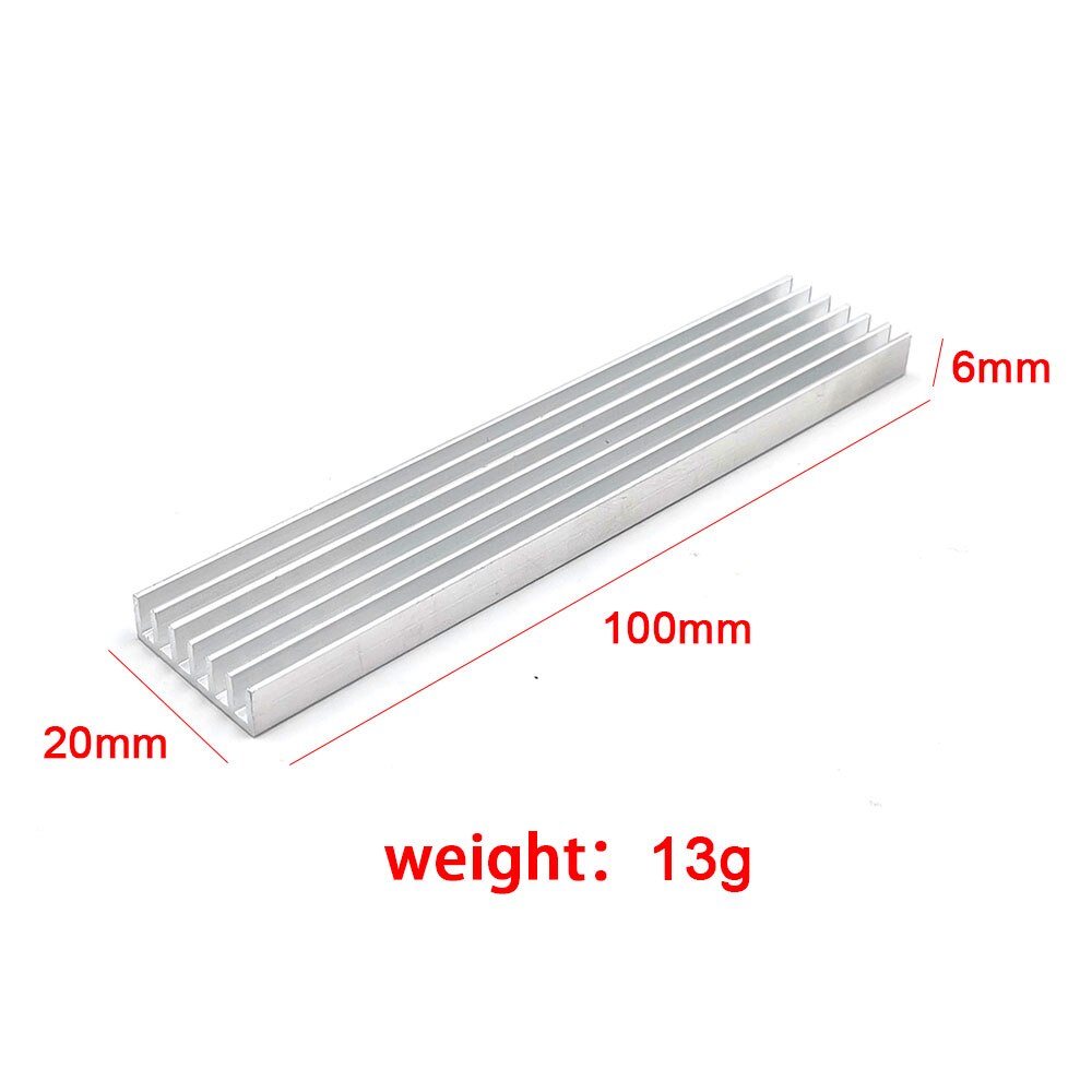 Disipador de calor para barra de luz LED COB, placa de aluminio de 100x20x6mm, radiador de 100mm y 10CM, disipador de calor,