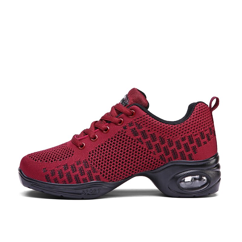 Sports Feature Soft Outsole Breath Dance Shoes Sneakers Woman Practice Shoes Modern Dance Jazz Shoes Sneakers Zapstos Feminino: Red / 6.5