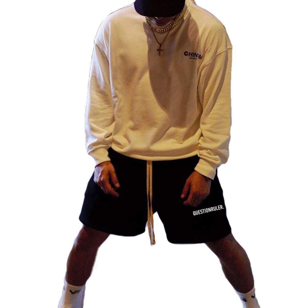 Ins style herre fritidsshorts med bokstavtrykk høy midje shorts gutter sportsshorts med snøring for løping av basketball