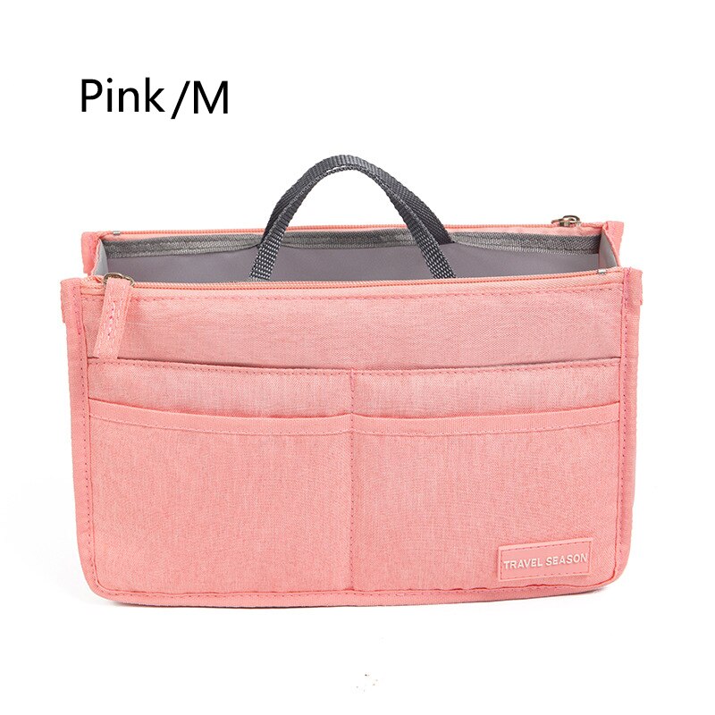 Bag In Bag Bamader Grote Capaciteit Dubbele Rits Binnenzak Cosmetische Travel Organizer Insert Tote Make-Up Tas Gelden Vrouwen tassen: Pink M