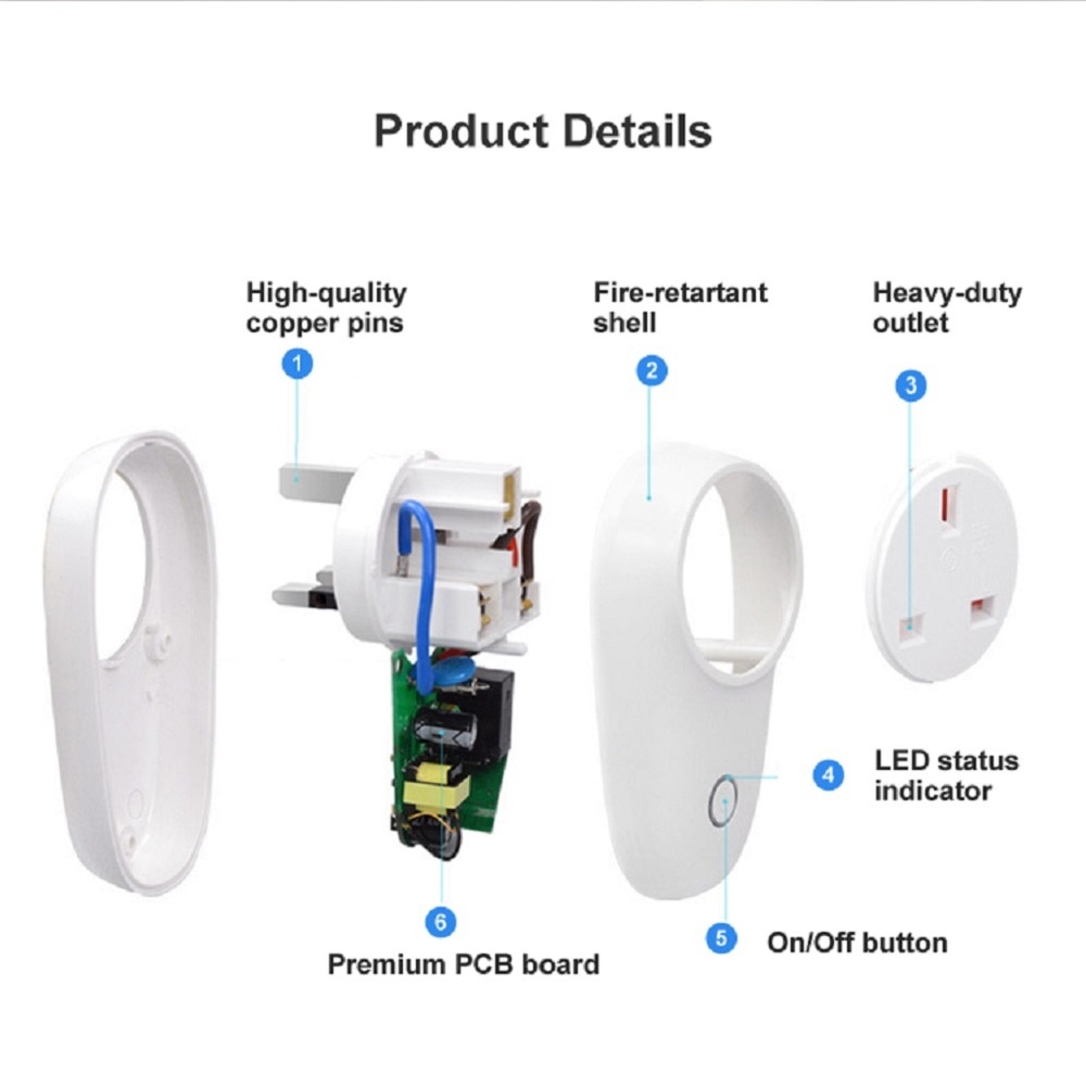 Sonoff S26 Smart Plug - WiFi Remote Control Outlet - 10A Max Current - 2200W Max Power - Google Home Alexa Compatible