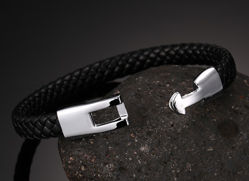 Vnox flätat läderarmband för män armband armband män smycken svart kaffe vitt