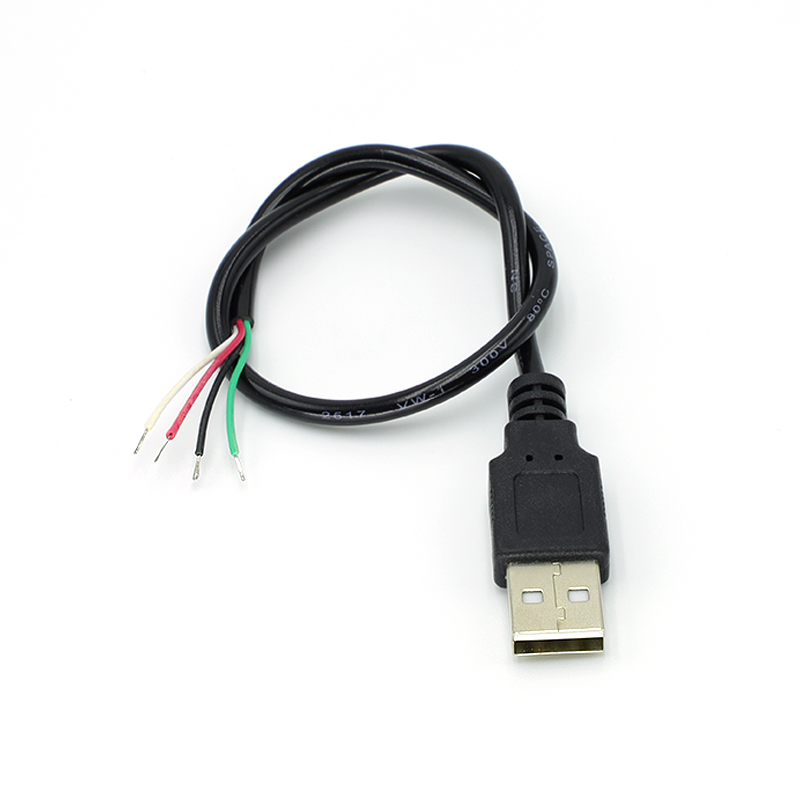 Câble d'alimentation 30cm, 2 broches USB 2.0 A femelle mâle, prise de fil à 4 broches, connecteur d'extension de cordon de chargement, ligne 5V à monter soi-même: Gris foncé