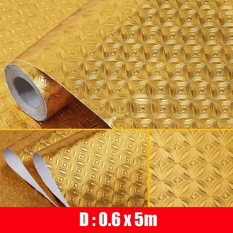 Household Waterproof Cabinets Stickers 0.6m*3/5m Kitchen Oilproof Sticker Table Cover Mat Sticker Self-adhesive Drawer Wallpaper: D(0.6x5m)