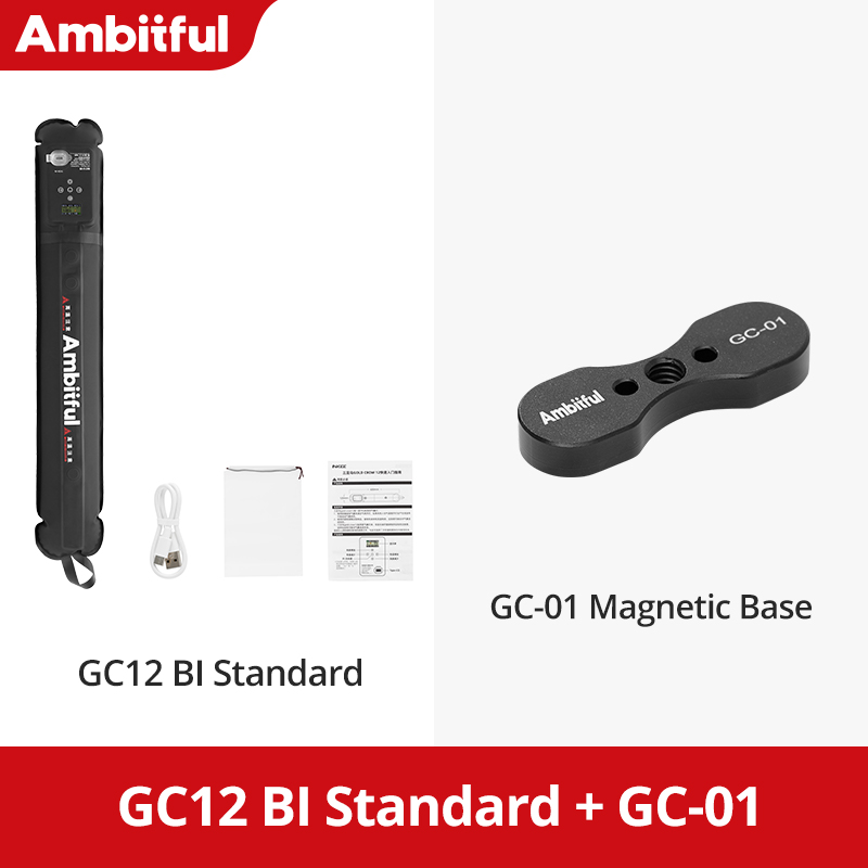 Ambitful GC12 Gold Crow 12 flexibele fotografieverlichting luchtlicht 2700K-6500K draagbare LED zacht licht opblaasbaar: WHITE