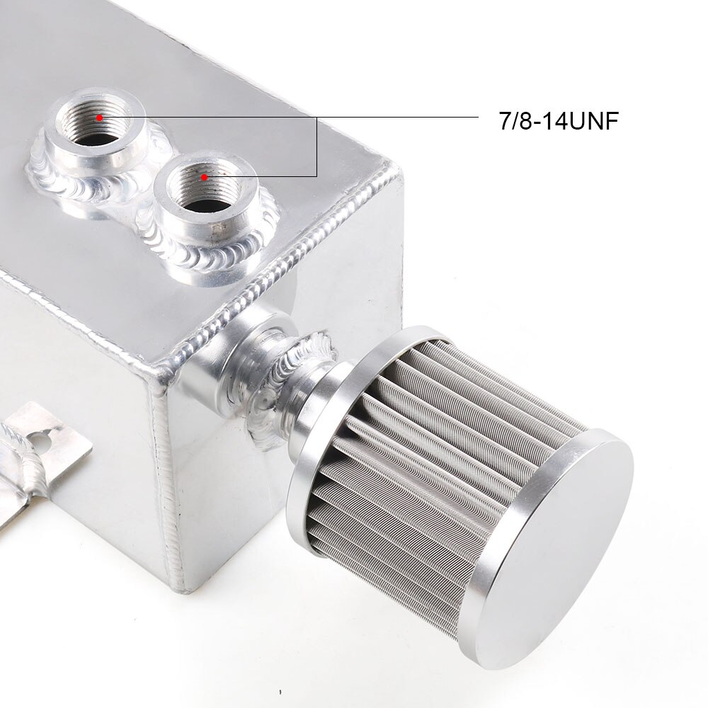 Universal Car 2L Aluminum Oil Catch Can Tank Fuel Tank With Breather & Filter Drain