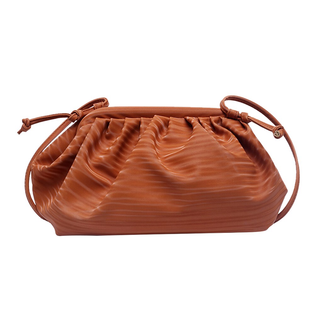 Einfache Feste Farbe Wolke Handtaschen Täglichen Plissee Schulter Bote Tasche für Frauen exquisit Einkaufstasche: braun