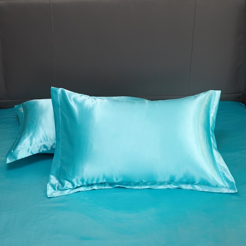1Pc Emulatie Zijde Satijn Kussensloop Kussensloop Zijden Kussensloop 48X74Cm Diverse Kleuren Te Kiezen Standaard/Queen: water blue