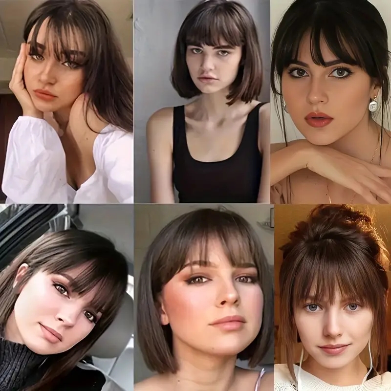Clip In Bangs for Women Synthetic Straight Hairpiece with Sideburns Versatile Air Fringe Accessory