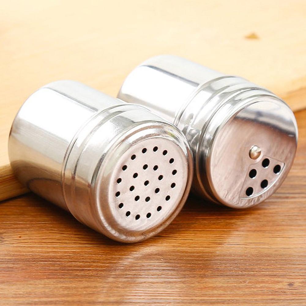 Condimento de acero inoxidable puede dragar sal azúcar granulado condimento giratorio cubierta multiusos utensilios de cocina Porta el hogar: S