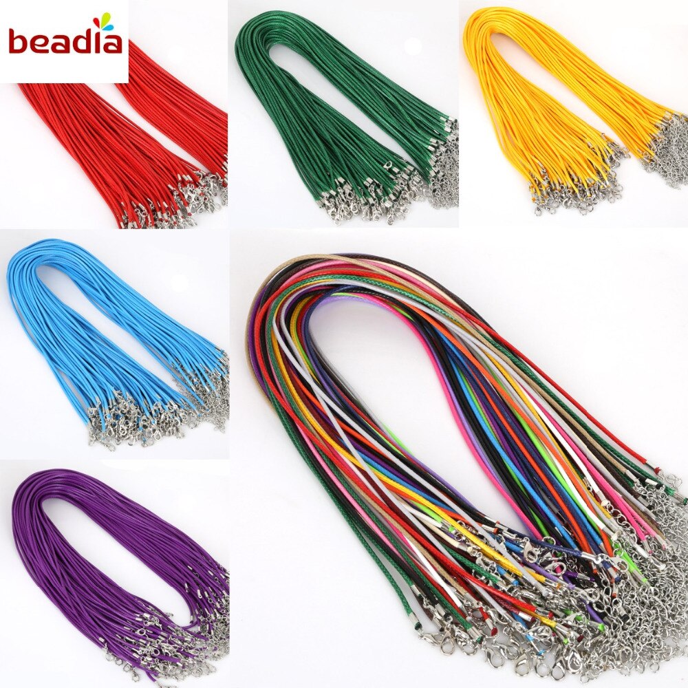 2mm 10 stks/partij Handgemaakte Verstelbare Gevlochten Touw voor Kettingen & Hanger Charms Bevindingen Karabijn String Koord DIY 45 cm + 5 cm