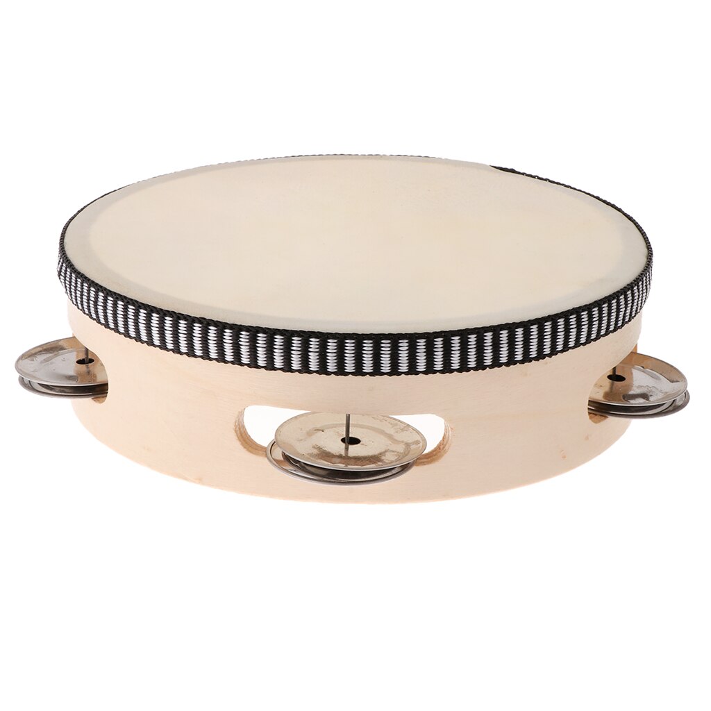 Hand Held Tambourine Drum with Metal Jingles Percussion Musical Instruments Toys for Church Party Dance (6inch)
