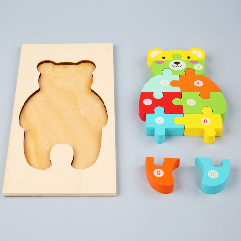 Baby Kids Houten Dier Verkeer Puzzel Vroeg Leren Educatief Speelgoed Voor Kinderen Brain Teaser Puzzel 3D Speelgoed
