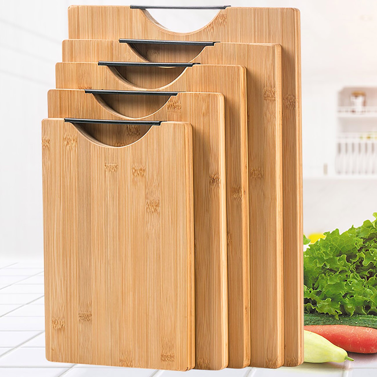 Kitchen Wood Cutting Board with Handle Thicken Bamboo Chopping Board Block Cutting Mat Pad Kitchen Stuff