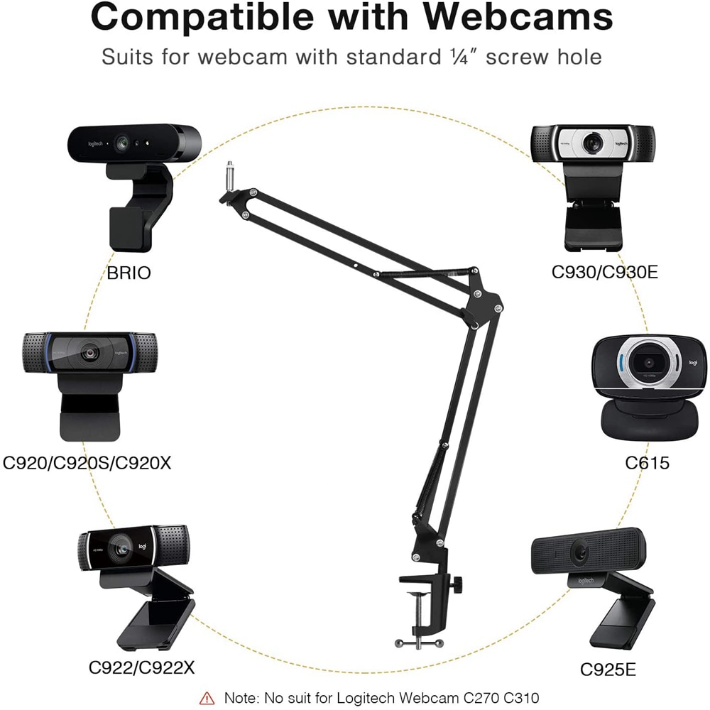 Desktop Webcam Stativ mit Stabilisator Suspension Boom Scissor Arm Web Kamera Steht für Logitech Web Cam C922 C930e C920