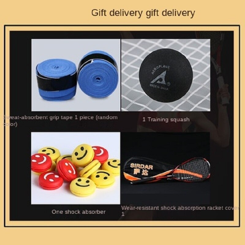 Squash Racket Full Carbon Fiber Ultra-light Starter Suit Training Full Set Of Accessories Men Women With Bag -41