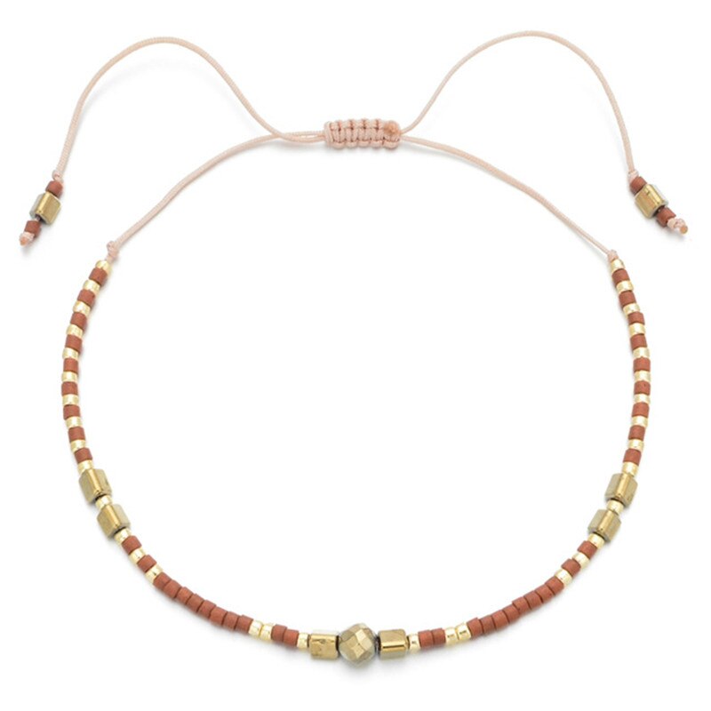 Boheme tynde miyuki beaded sten krystal armbånd & amp; armbånd til kvinder håndlavede vintage armbånd med etnisk knude: Rb388-13