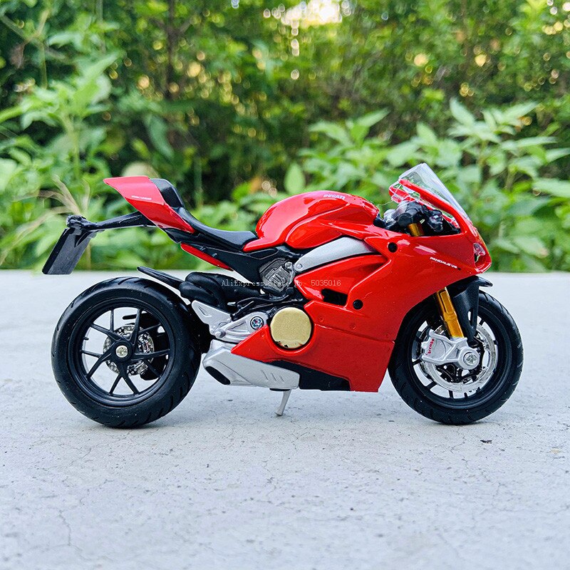 Bburago 1:18 Ducati PANIGALE V4 Alloy Diecast Motorcycle Model Workable Shork-Absorber Toy For Children Toy Collection