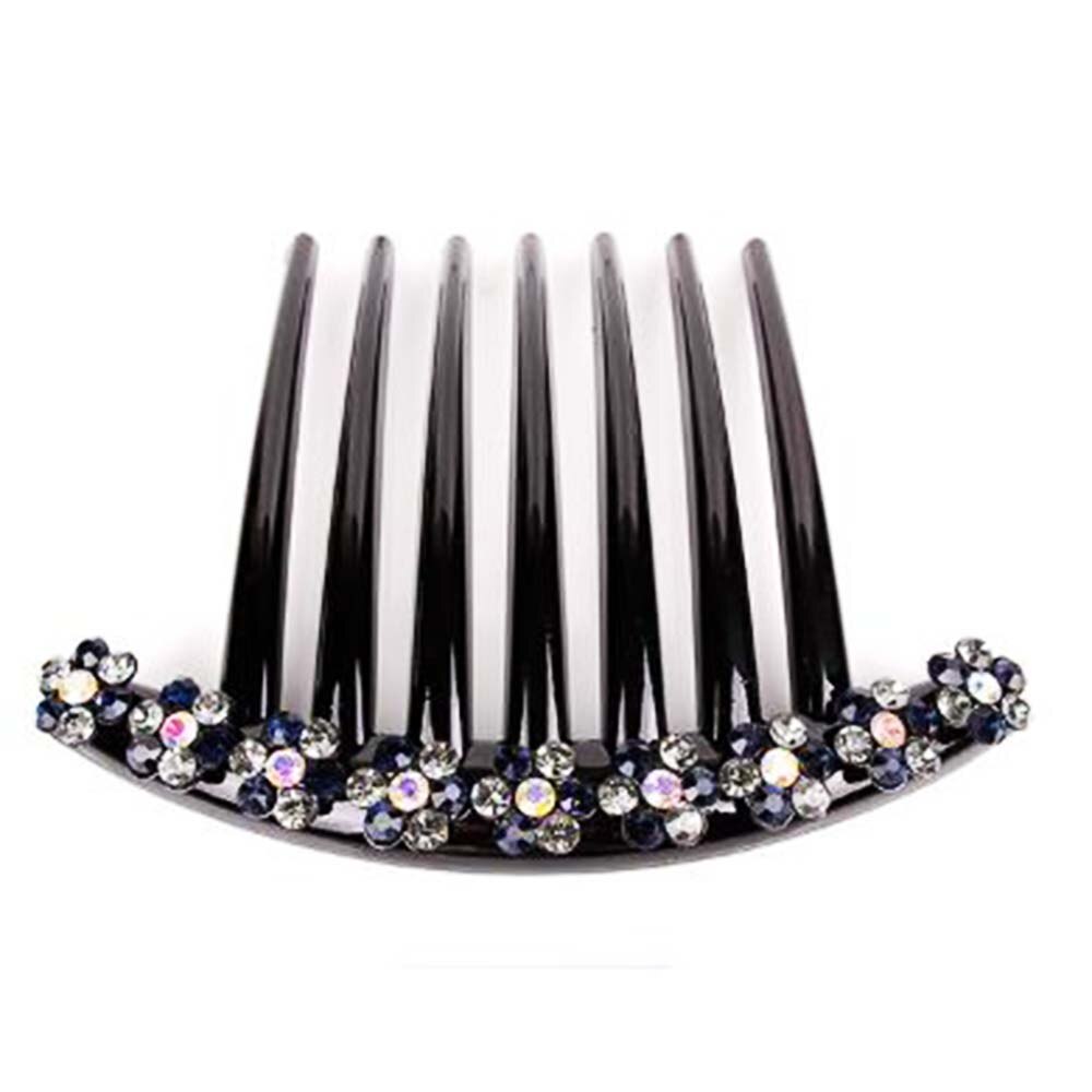 Women Rhinestone Flower 7 Teeth Hair Comb Clip Side Hair Clip Decorative For Girls Hair Styling Clip PIn Accessories: 2