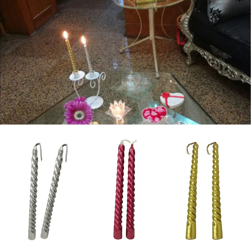 Velas largas en espiral retorcida para comedor, restaurante, cafetería, Bar, 2 uds., 19,5 cm