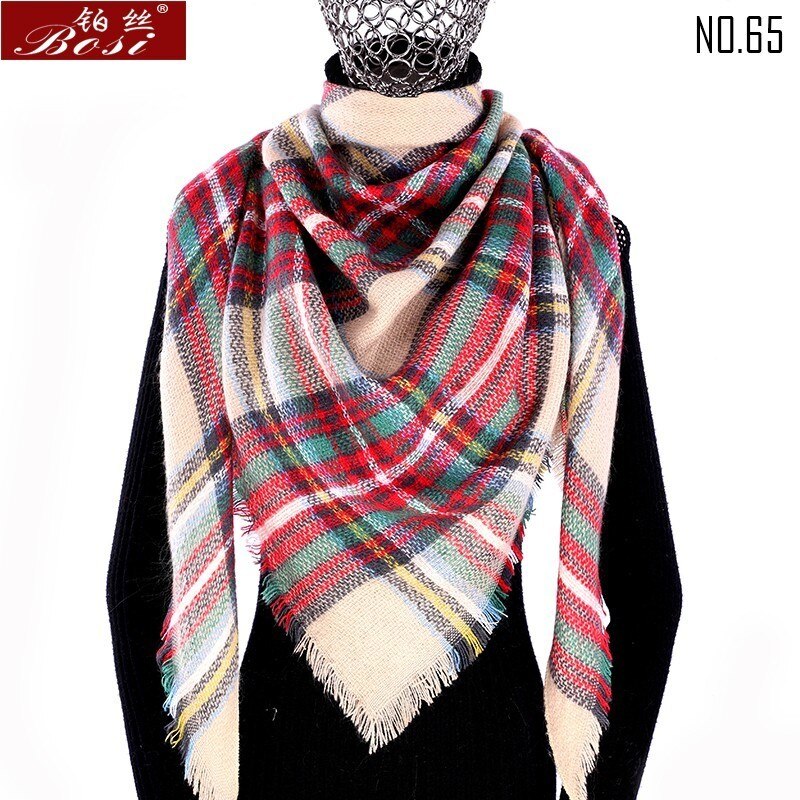 Winter Kasjmier Plaid Sjaal Sjaal Vrouw Poncho Driehoek Luxe Bandana Pashmina Wrap Grote Stola Luxe: 65