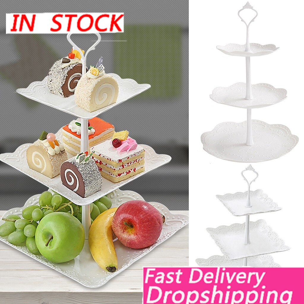 3 Tier Taart Plaat Stand Afternoon Tea Bruiloft Platen Deel Dessertbord Fruit Opbergrek Tablewaretool Houder