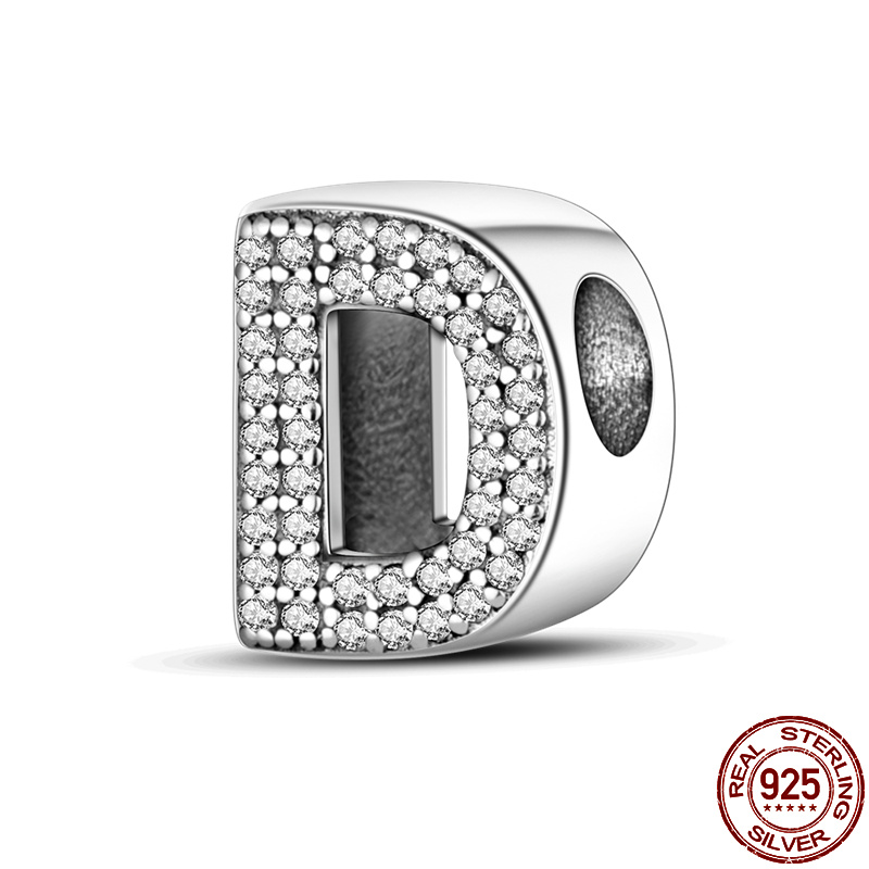 26 A-Z Alphabet perles 925 en argent Sterling lettre d'amour breloque ajustement Original Pandach bracelet à breloques Bracelet CZ Zircon perle bijoux: Rouge