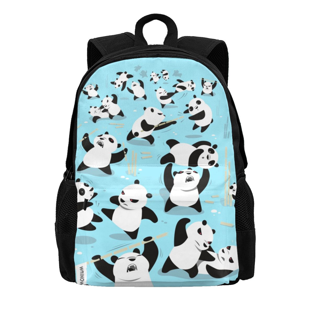 Rucksäcke mit wütendem panda-motiv, pandamonium university-rucksack für teenager, schöne polyestertaschen