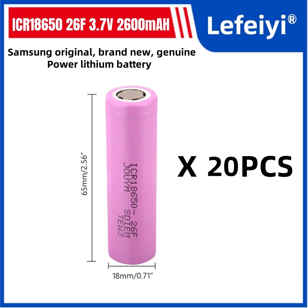 Original 18650 3.7V 2600mAh rechargeable li-ion Battery For ICR18650 26F 2600mAH batteries: Clear