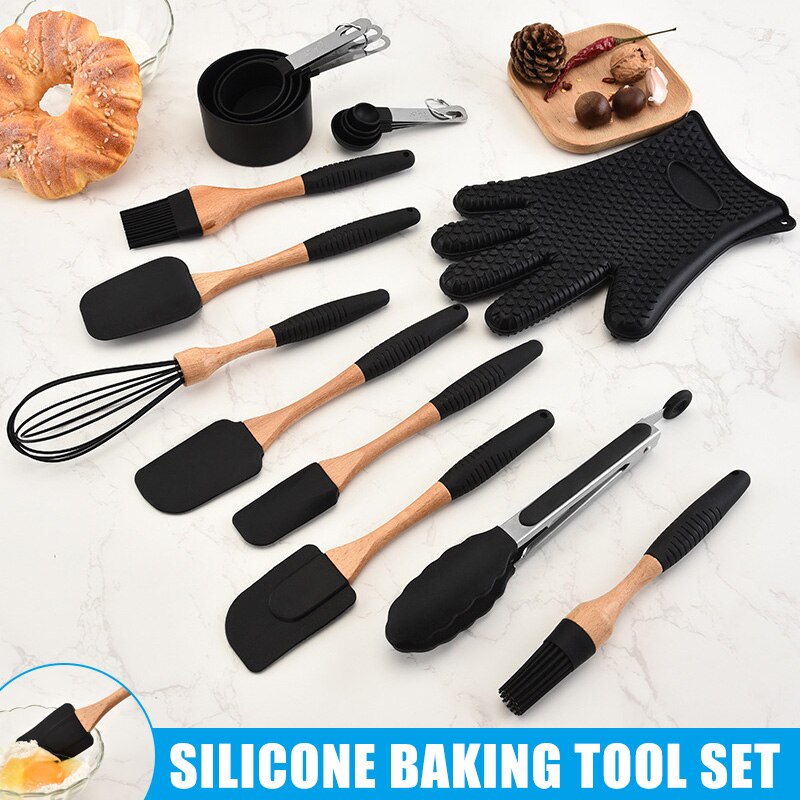 Silicone Non-stick Cooking Baking Utensils Tools Set Heat Resistant Spoon Spatula Egg Beaters Kitchen Accessories C66
