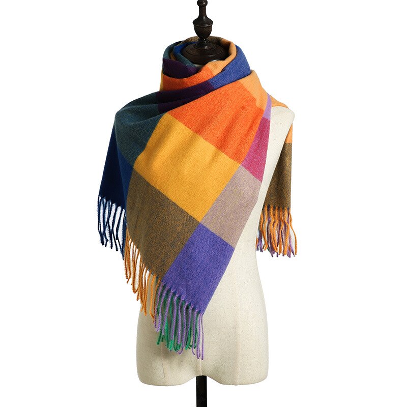 Dianruo Klassieke Herfst Winter Grace Vrouwelijke Plaid Sjaal Vrouwen Sjaals Brede Roosters Lange Shawl Wrap Deken Warm Sjaals R331: 14