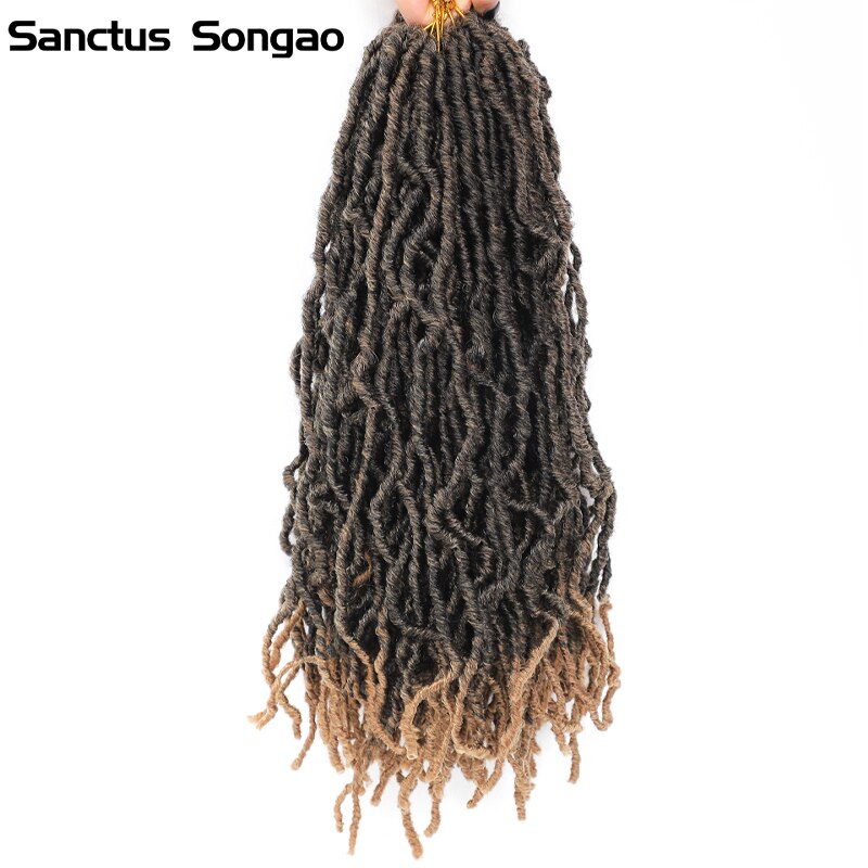 Santus Songao Nu Locs Synthetic Crochet Braiding Hair 24' Soft Faux Locs Hook Braids Curly Dreadlock Braiding Hair: 1b 27 / 3Pcs/Lot