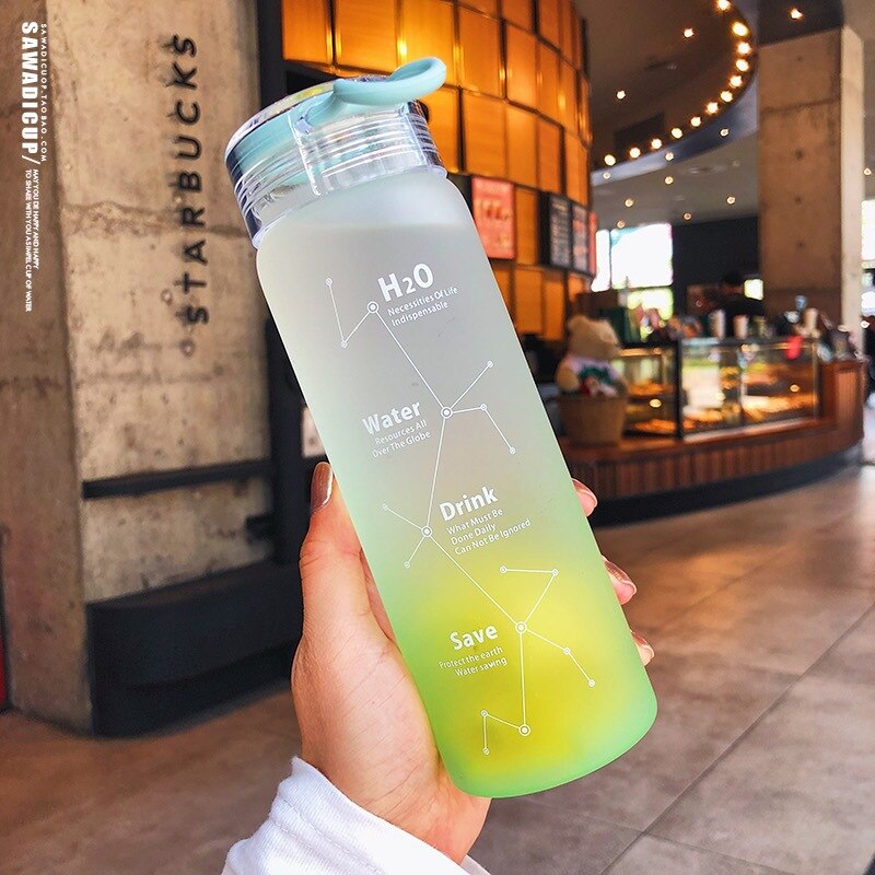 Korean Style Summer Cool Water Bottle Prosted Glass Bottles 460ml Women Girl Student Leakproof Drinkware Best Individuality: green