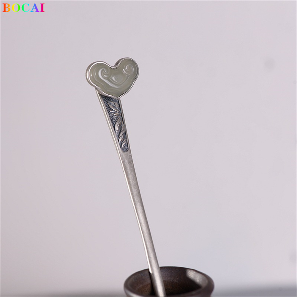 Bocai  s925 haaraccessoires aus sterlingsilber, retro-pfingstrosen-totem, jade-kopfschmuck, haarnadel-charm aus reinem silber, schmuck für damen