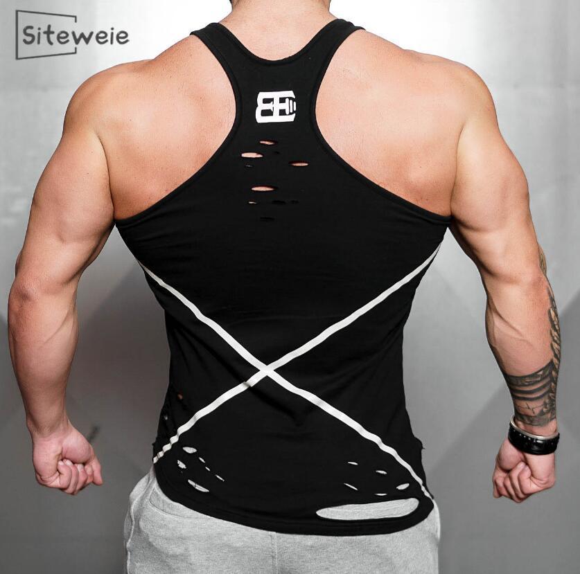 Siteweie workout gym herr linne hålväst muskelskjortor ärmlösa sportkläder skjorta stringer bodybuilding bomull fitness  l364