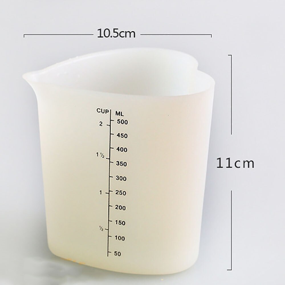 500ml Siliconen Maatbeker Hars Siliconen Mal Handgemaakte DIY Bakken Maken Tool Epoxyhars Cup Hartvormige Schaal Cup