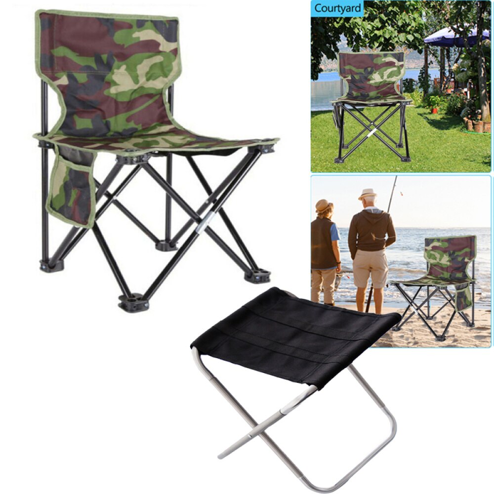 Silla plegable de camuflaje a la , silla para pesca al aire libre, portátil e informal, pequeña, con patrón aleatorio