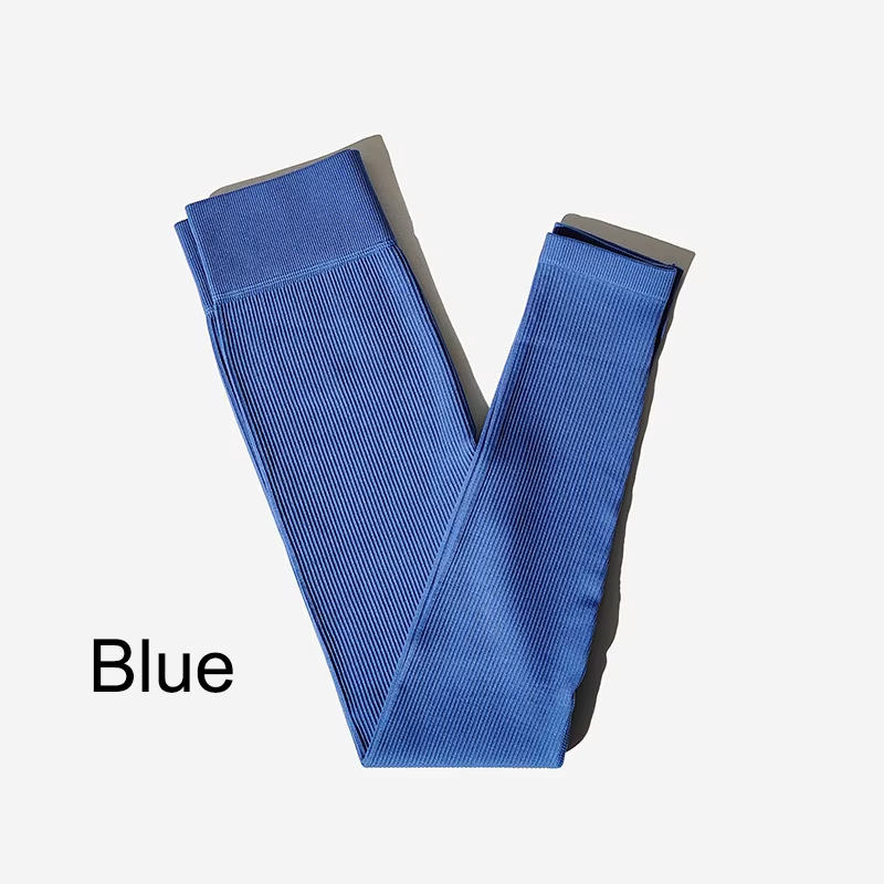 Neue Rippen Nahtlose Yoga Hosen Hohe Taille Fitnessstudio Gamaschen Sport Frauen Fitness Weibliche Leggings Bauch-steuer Laufhose: L / Nachtblau