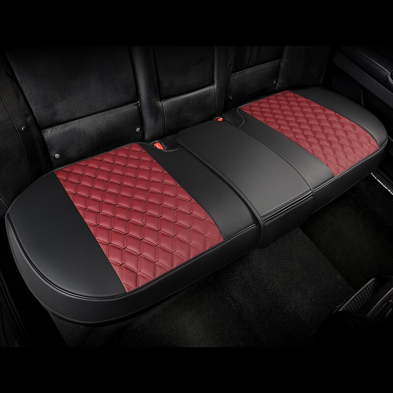 Waterdichte Lederen Auto Bekleding Universele Ademend Auto Voor Achter Zitkussen Protector Mat Pad Voor Truck Suv Van: 1 rear black red