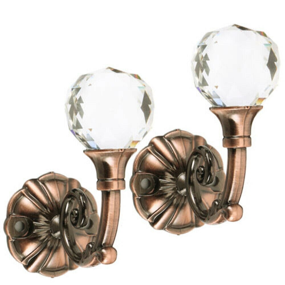 2 Stuks Grote Metalen Kristalglas Gordijn Holdback Muur Tie Terug Haken Hanger Houder Gordijn Staven Accessoires: Rood