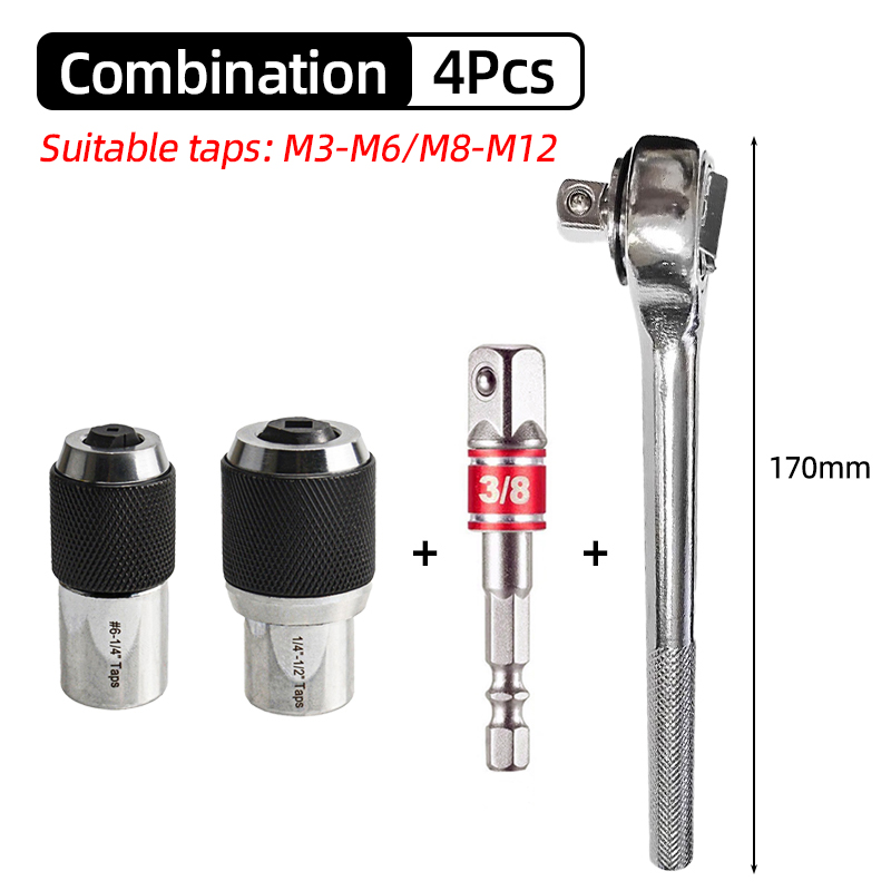 M3-M12 Gewindebohrer-Stecknuss, 3/8 Zoll Vierkantantrieb, verstellbare Backen, Abzieher, Werkzeug, Steckschlüssel, Adapter, Gewindebohrer, Reibahle, Schraubenausdreher: Gold