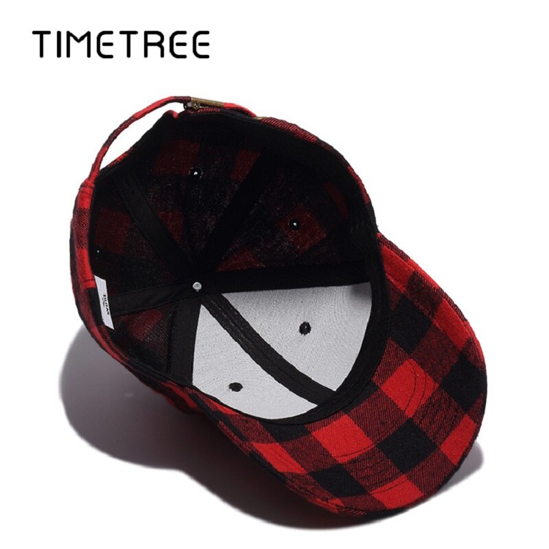 Red Plaid Men's Baseball Cap Snapback Bones Cap male Gorras Hombre Cotton Dad Hat Casquette Casual Women's baseball Cap