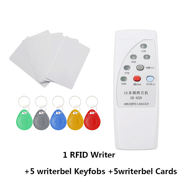 Handheld EM4305 T5577 Rfid 125 Khz 250 Khz 375 Khz 500 Khz Id Tag Card Keyfobs Reader Writer Copier Duplicator programmeur: 658-58265k-55200c