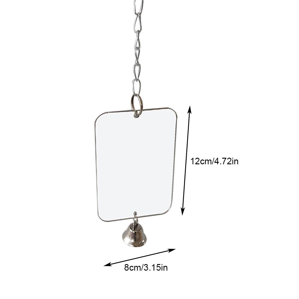 Campana para loro, juguete para mascotas, espejo con pájaro, juguete columpio para jaula de pájaros, juguete rectangular redondo con forma de corazón opcional con cascabel de Color aleatorio