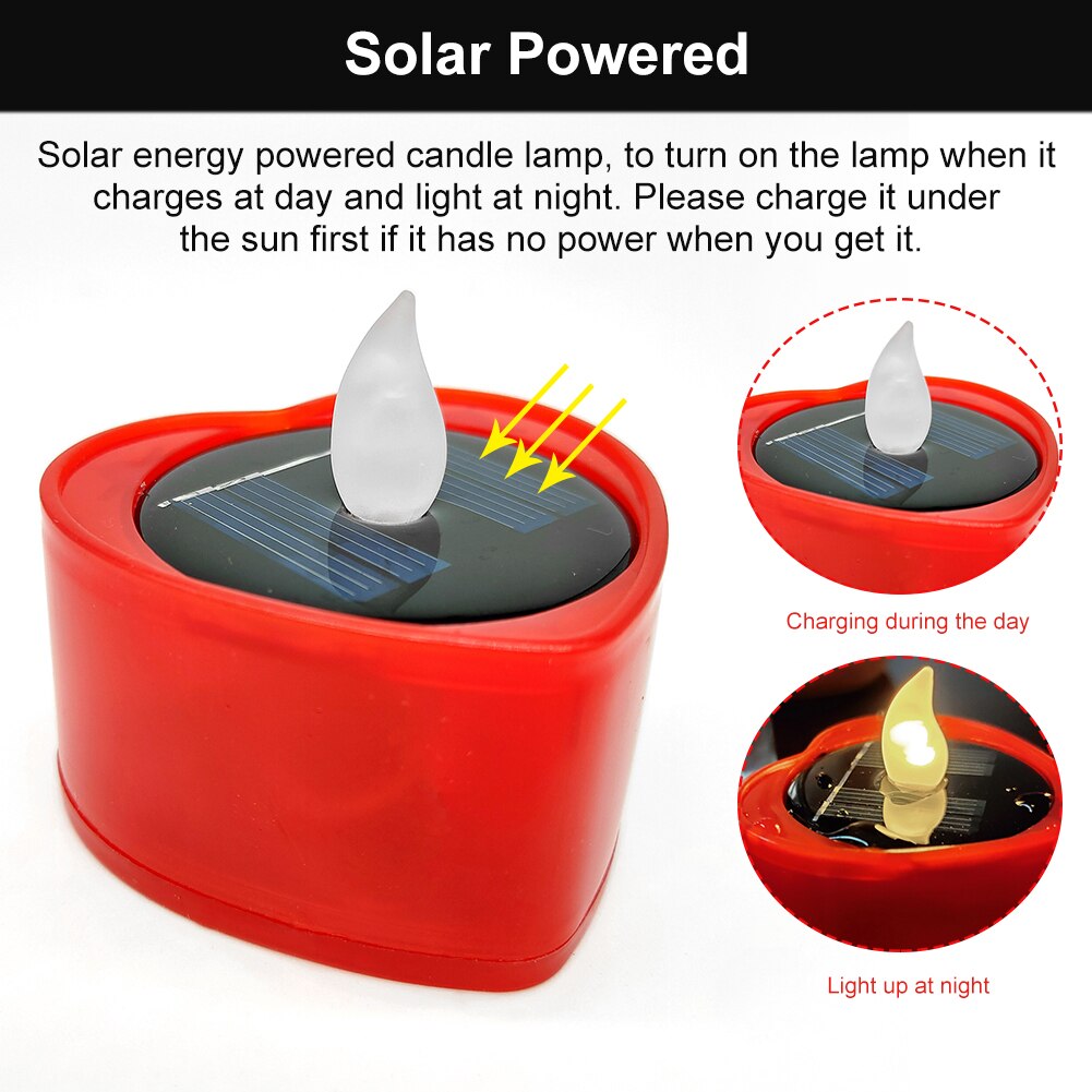 6 stuks woondecoratie zonne-theelichtjes op batterijen, elektrische led-kaarsen, bruiloft, feest, hartvormig, tuin, waterdicht, oplaadbaar: Rode schelp wit