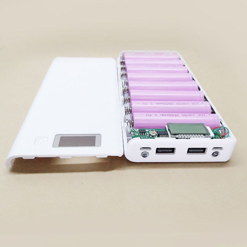Diy 8x18650 bateria portátil power bank caso escudo caixa display lcd duplo usb caixa de banco de potência
