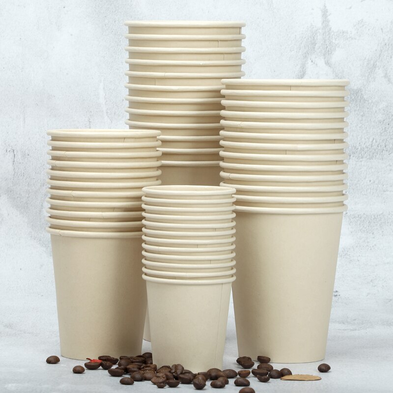 50pcs Pure color disposable cold drink paper cups 4oz 8oz 14oz 16oz coffee tea juice soy packaging cups household water cup